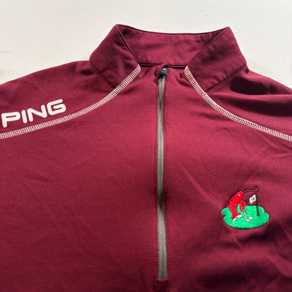 Ping Golf Pullover Mens Medium Maroon SensorCool Quarter Zip Lobster Graphic